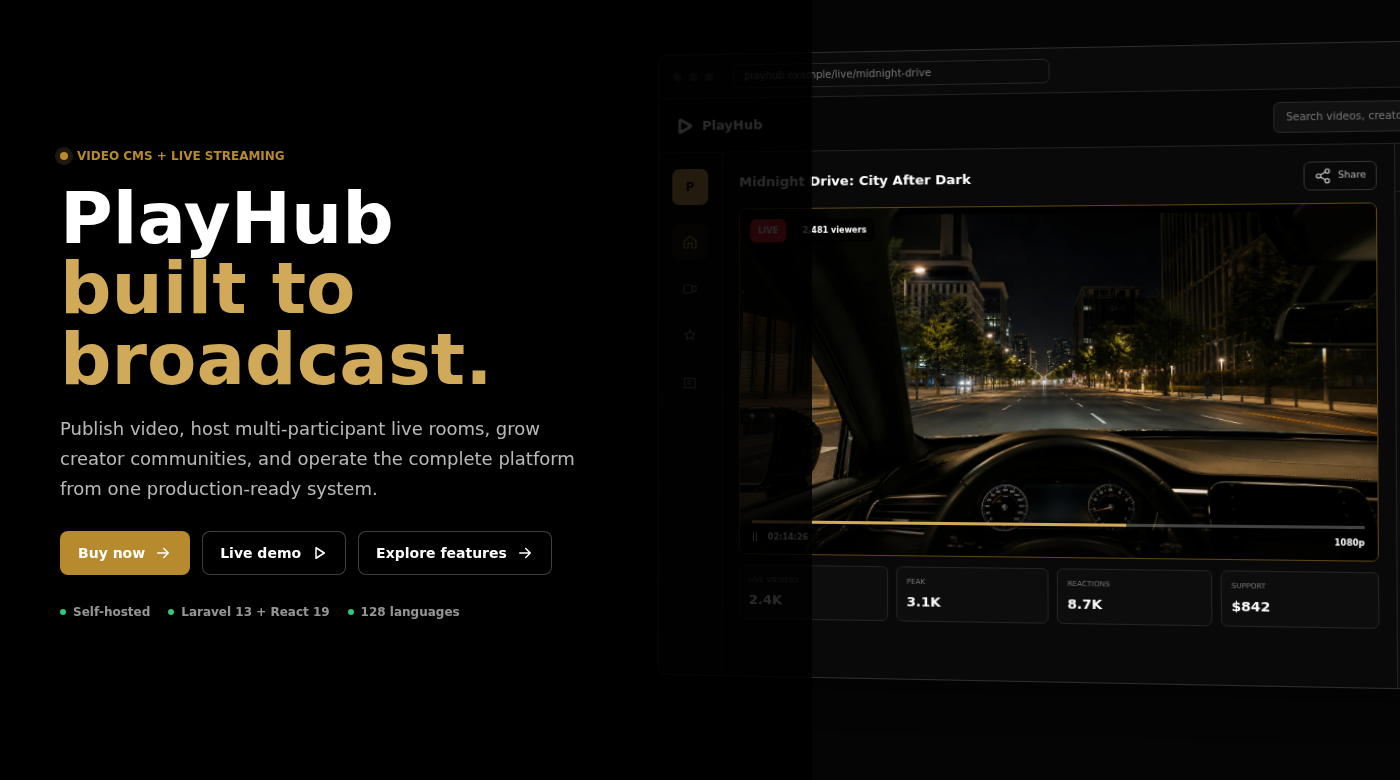 PlayHub - Video CMS & Live Streaming Platform product preview